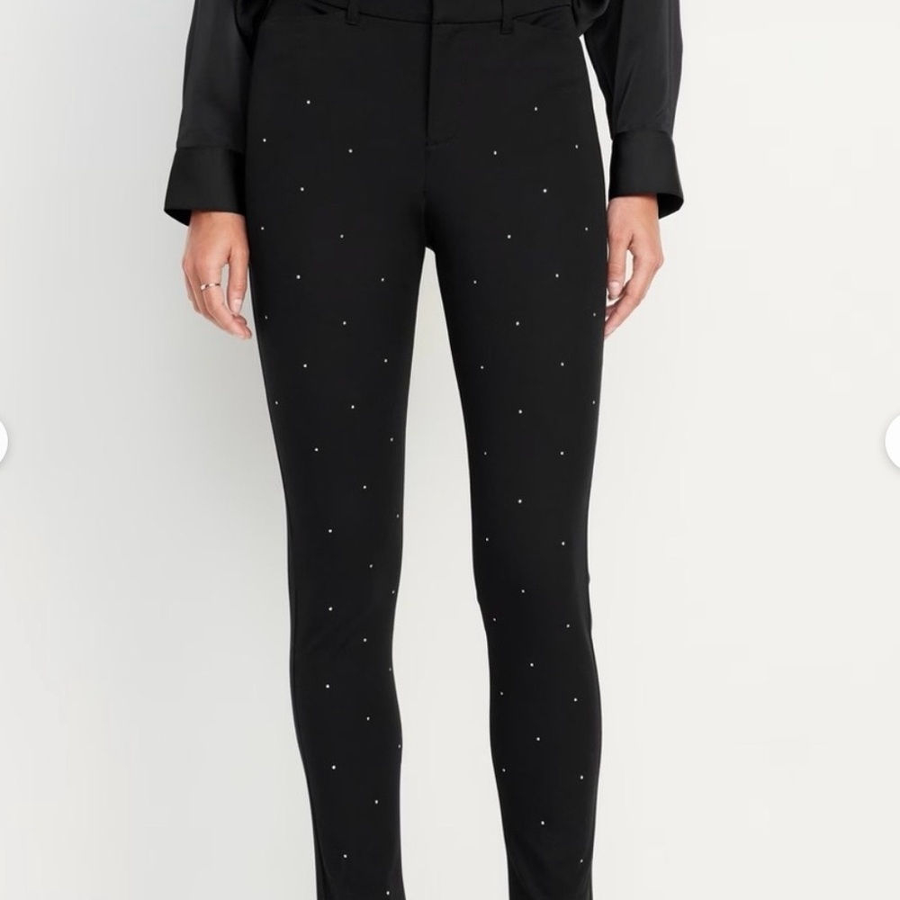 Old Navy Women's Rhinestone High Rise Pixie Skinny Pants- Black 0 - Picture 1 of 12